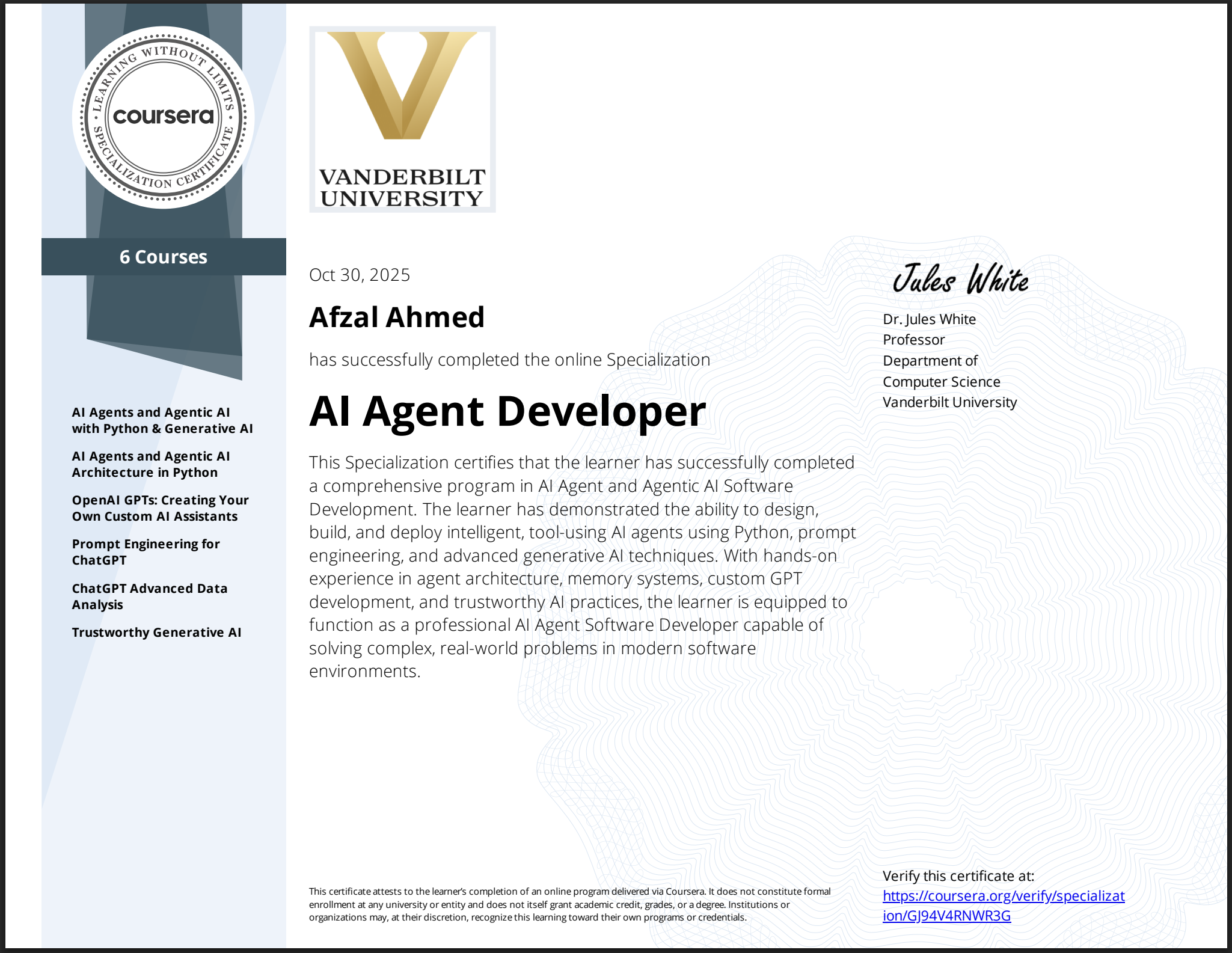 AI Agent Developer Certificate
